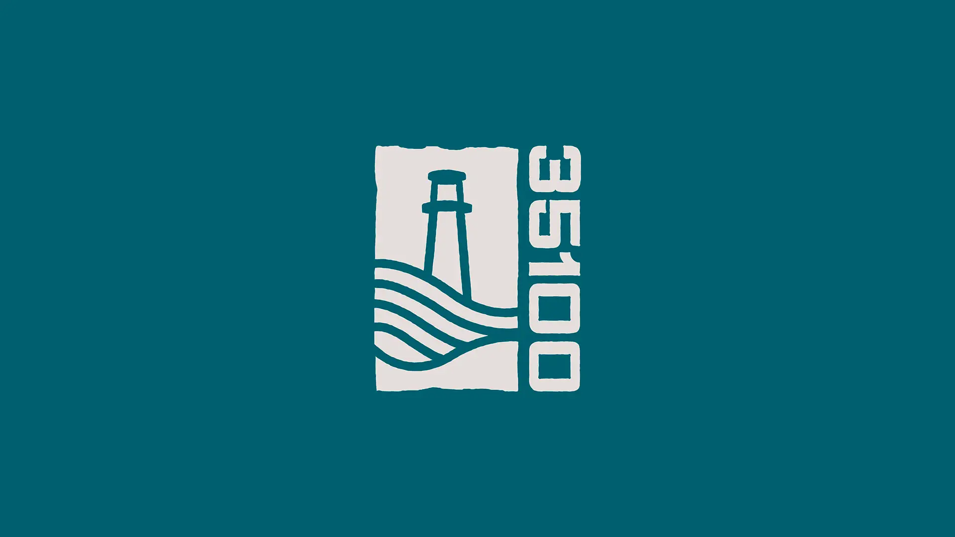 35100 logo featuring a lighthouse and waves