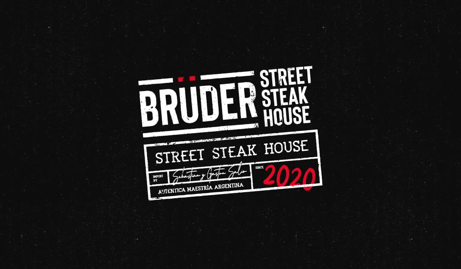 Brüder Street Steak House logo on a black textured background